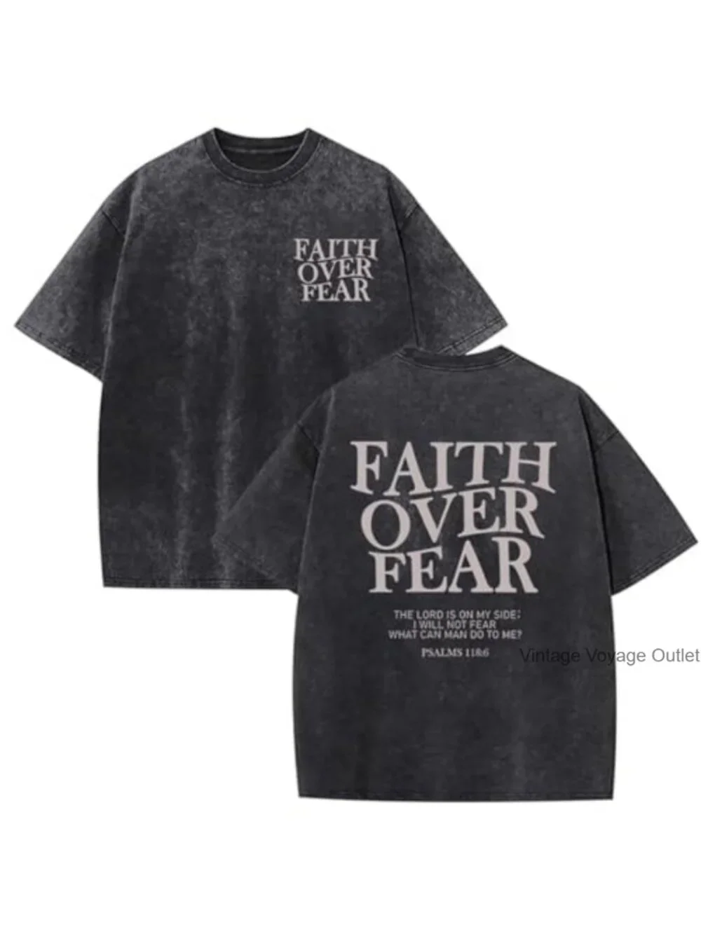 Oversized Christian Faith Over Fear Men's Vintage Graphic Tee
